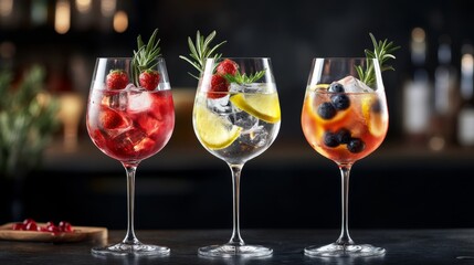 Stylish Beverages with Refreshing Garnishes in Glassware