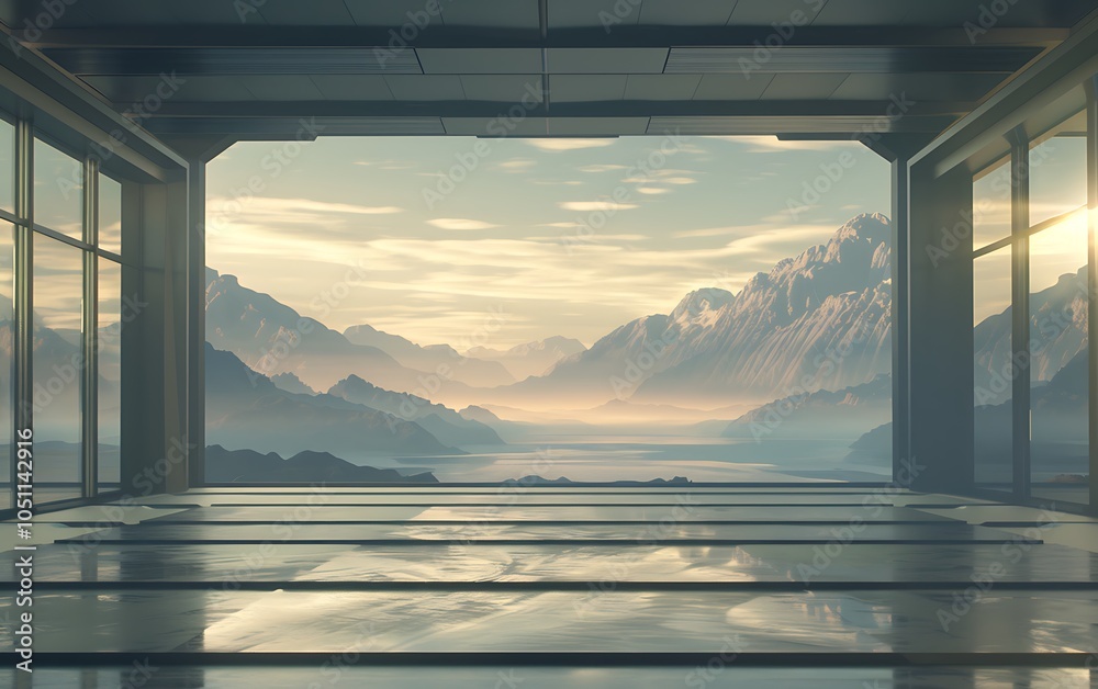 Poster futuristic smart factory in a desert managing solar-powered production lines with ai