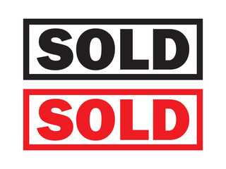 Sold stamp, badge, Sale and stickers icon set vector. Sold stamp on vintage grunge style. vector illustration.