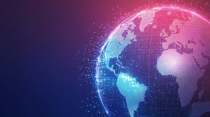 Digital Globe with Glowing Lines and Dots