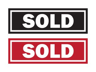 Sold stamp, badge, Sale and stickers icon set vector. Sold stamp on vintage grunge style. vector illustration.