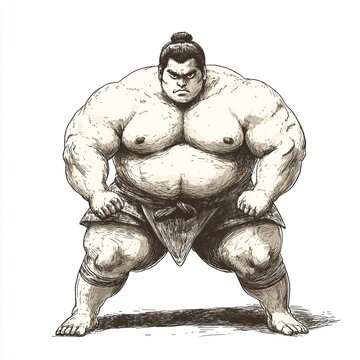 recommend clip art: A Powerful Sumo Wrestler In A Fighting Stance