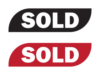 Sold stamp, badge, Sale and stickers icon set vector. Sold stamp on vintage grunge style. vector illustration.