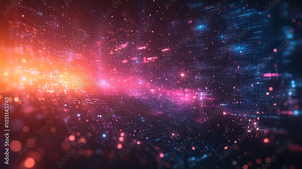 Aufkleber futuristic background featuring digital technology elements, with blue and purple color scheme and s