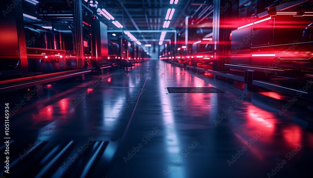 Poster Ultra-Modern Manufacturing Hub with AI-Driven Machines Managing Production Seamlessly