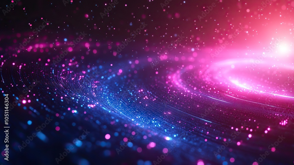 Aufkleber futuristic design background with blue and purple gradients, featuring digital elements and circular frame on the right.image