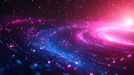 Obraz premium futuristic design background with blue and purple gradients, featuring digital elements and circular frame on the right.image