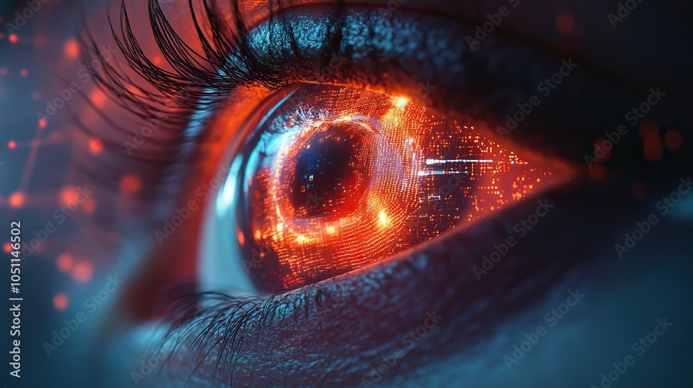 Aufkleber futuristic an eye with dat streams, representing digital vision and innovation.