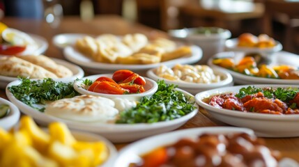 Traditional Mezze Platters with Natural Lighting