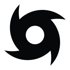 Hurricane vector icon. Tornado warning symbol. Whirlwind cyclone sign. Black pictogram isolated on white background.