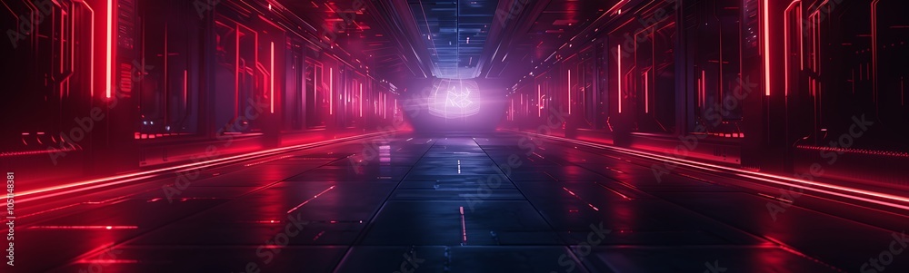 Poster Futuristic Smart Factory with Fully Automated Production Process and AI Systems