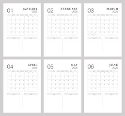 monthly calendar for 2025 year