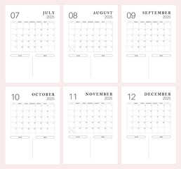 monthly calendar for 2025 year