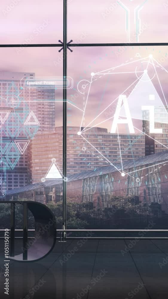 Sticker the introduction of ai in the work of modern corporations. 3d render