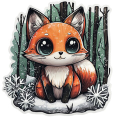 Obraz premium Cute Fox in the Winter Wonderland