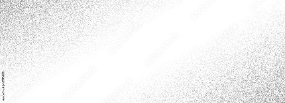 Poster Stippled diagonal gradient texture. Fading grain dotted background. Sprayed grunge noise surface. Black vanishing dots, speckles, particles, specks, dust wallpaper. Vector halftone grit sand overlay