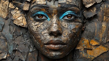 Abstract Portrait of a Woman in Gold and Bronze