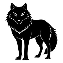 Wolf black silhouette vector illustration for vintage logo design Transparent background
