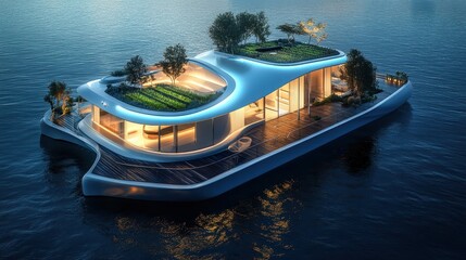 Futuristic Eco-Friendly Floating Island Design