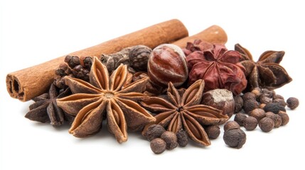 Colorful Herbs and Spices with Isolated Background