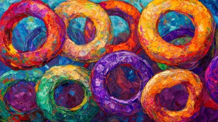 Obraz premium Colorful Onion Rings in Vibrant Composition