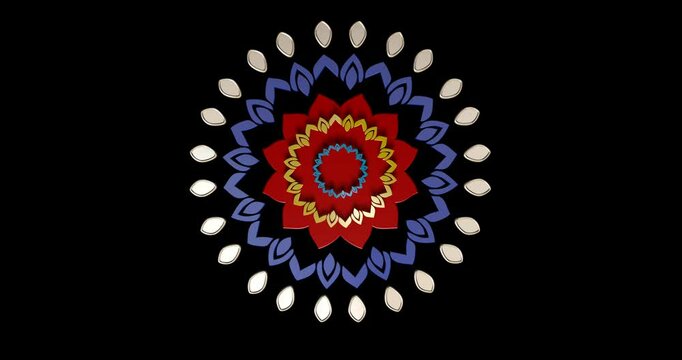 Rangoli multi color rotation FIXED Position transparent video
