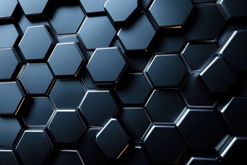 Fototapeta premium Abstract geometric pattern of dark blue hexagonal shapes.