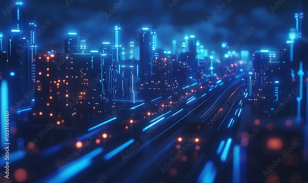 Poster high-tech industrial port with autonomous vehicles, ships, and drones connected by ai-driven network
