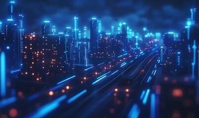 High-Tech Industrial Port With Autonomous Vehicles, Ships, and Drones Connected by AI-Driven Networks and Blue Energy Lines