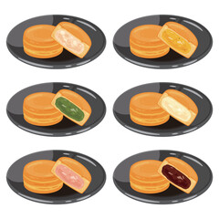 皿に盛られた色々な今川焼きセット