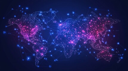 Global Network Connection - Digital World Map