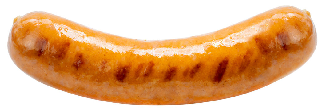 German bratwurst sausages isolated on white background. Grilled smoke beef sausage isolated on white background PNG file.