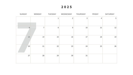 Monthly 2025 Calendar,