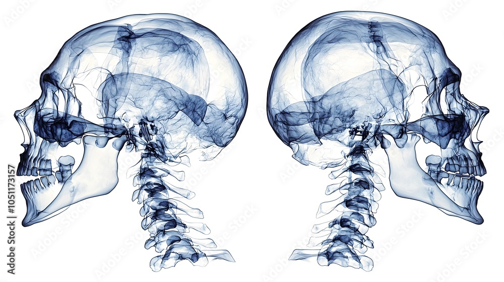 Poster detailed flat design showcasing the bone structure analysis process using x ray detection technology