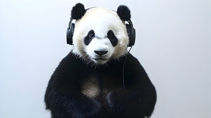 Panda with Headphones, bear, animal, wildlife, cute, adorable