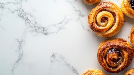 Obraz premium Elegant Pastries on Marble Countertop with Studio Lighting