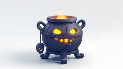 Cauldron halloween isometric Cartoon 3D