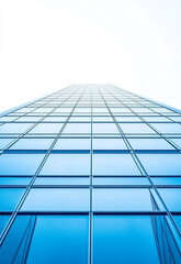 Obraz premium High-rise skyscraper in urban area with glass windows. modernes Bürogebäude in Deutschland modern office building with sky