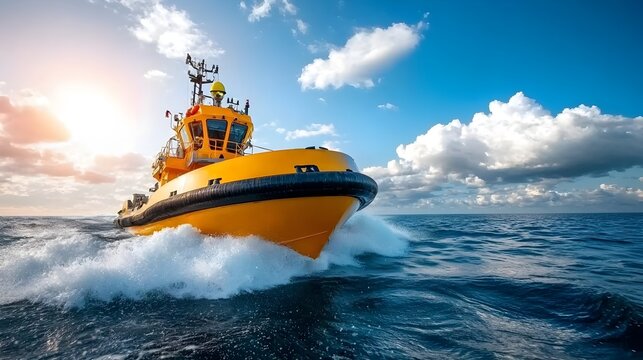Offshore Wind Turbine Technician Wearing Yellow Safety Gear and Hard Hat Conducting Routine Checks and Maintenance on Wind Turbine Blades at an Industrial Wind Farm Site