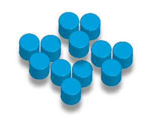 blue pills isolated on white