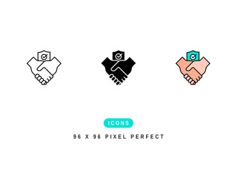 Trustworthy Icon. Customer Trust Handshake Pictogram Graphic Illustration. Isolated Simple Line Icon For Infographic, App and Web Button.