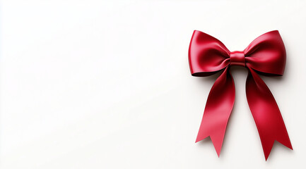 Red bow on a white background with space for text, created with Generative AI technology