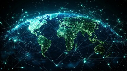 Fototapeta premium Global Network Connections: A Visualization of Interconnectivity