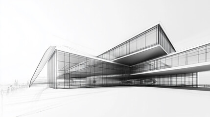 Obraz premium Home architecture interior project building or renovation refurbishment and restoration contractor service, mixed realistic and structural drawing Industrial building wireframe renderin