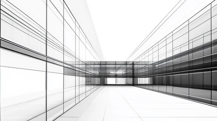 Modern Architecture building construction perspective design, building sketch line drawing on white background  Modern Architecture building construction perspective design, building sketch line

