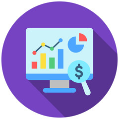 Market Research rounded flat multi color icon, use for UI, UX, app and web development, digital or print. for industry, education, business, finance, economic development theme.
