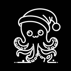 Obraz premium Charming Octopus in a Santa Hat A Whimsical Underwater Delight