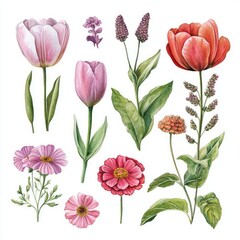A beautiful collection of hand-illustrated flowers showcasing the diversity of nature's blooms