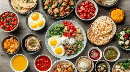Vibrant Eastern Breakfast with Fresh Ingredients