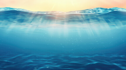 Obraz premium Experience the tranquility of blue sea water, where sunlight dances on the surface